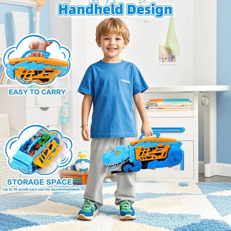 Non-Toxic Dinosaur Toys For Kids Children Ages 3-5 Car Track Set Dinosaur Transport Truck With Diecast Cars That Transform Into Dinosaurs