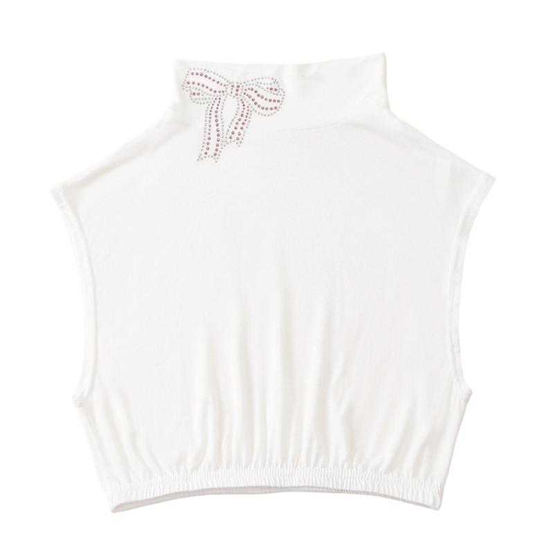 Elegant Rhinestones Bows Detachable Collar Accessory For Women Versatiles Formal and Casual Outfits белый