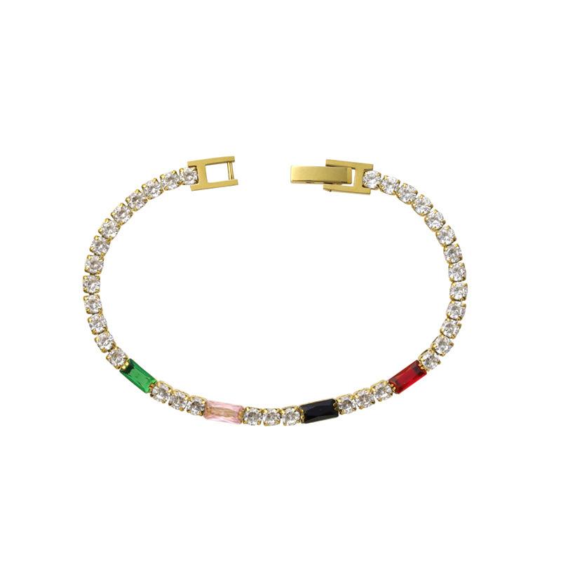 

Full Diamond Stainless Steel Zircon Bracelet Women S Fashion High-End Sense H-Shaped Buckle Plated 18K Gold Titanium Steel Bracelet