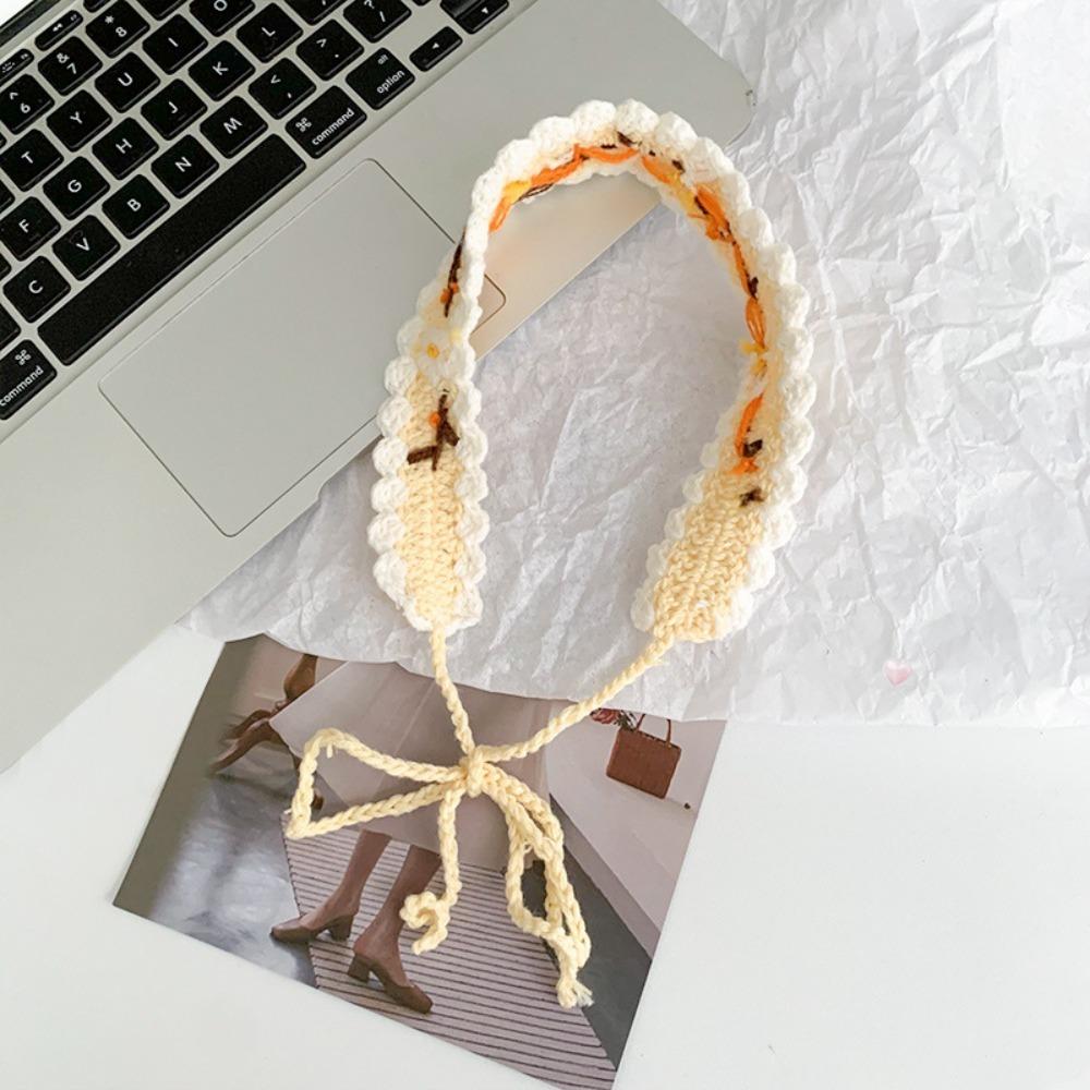 Woolen Yarn Crochet Hair Band Embroidered Pastoral Style Hair Band  Hair Styling Accessory