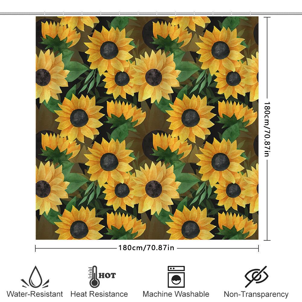 Brighten Up Your Shower Space With This Vibrant Sunflower Print Bath Curtain Decorate Now!
