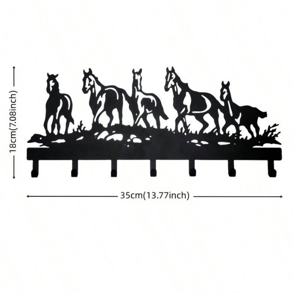 1 Pc Equestrian Wall Hook - 5-Horse Key Holder - Multi-Use Storage For Clothes, Hats, Bags - Versatile Decor For Living Rooms, Hallways,