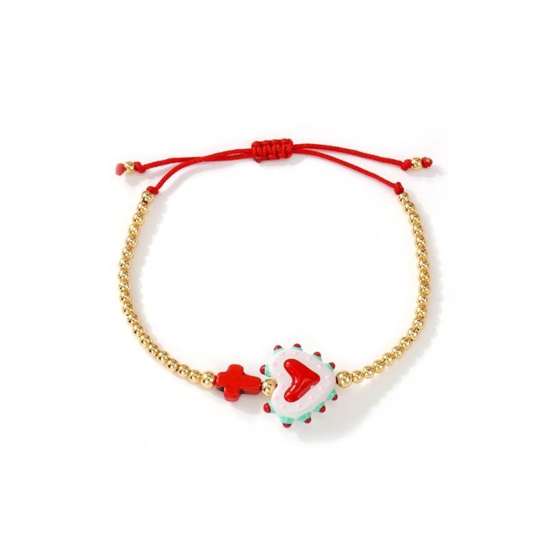Stilvolles buntes Kruzifix und Herz-Anhänger-Armband Verstellbare Handgelenkkette Für den täglichen Gebrauch Perfektes Geschenk für Frauen