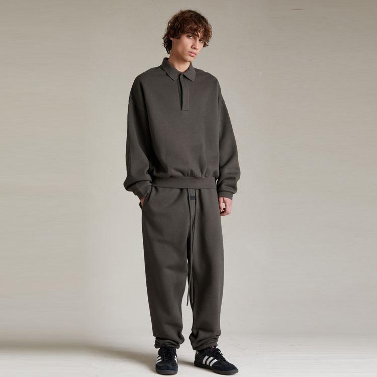 Fear of God Essentials SS24 Longsleeve Polo Shirt Men's Ink Black Unisex 192SP244390F