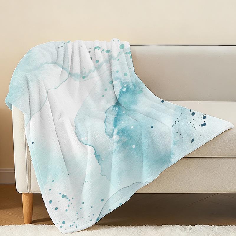 Flannel Print Blanket: Soft Skin-Friendly Minimalist Watercolor Design, Cozy Home Decor Ideal for Christmas & Halloween