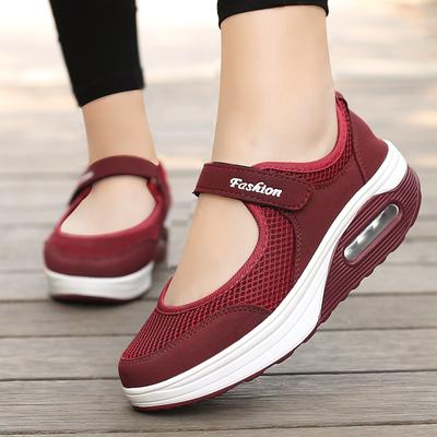 Moda Feminina Verão Simplicidade Tênis Leves Senhora Almofada de Ar Correndo Sapatos Esportivos Respiráveis Secagem Rápida Velcro Sapatos Baixos Macios