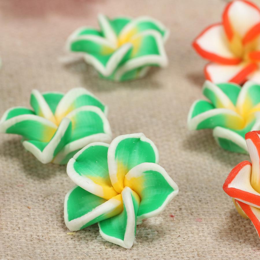 15mm Polymer Clay Plumeria Egg Flower Beads for DIY Bracelet and Necklace Jewelry Making