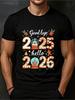 Retro 2025-2026 New Year T-Shirt - Goodbye 2025 Hello 2026 Christmas S-5XL Q8123 Unisex T-Shirt
