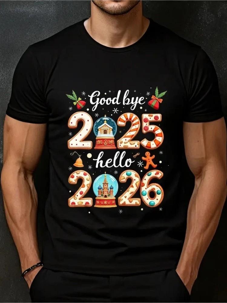 Retro 2025-2026 New Year T-Shirt - Goodbye 2025 Hello 2026 Christmas S-5XL Q8123 Unisex T-Shirt S