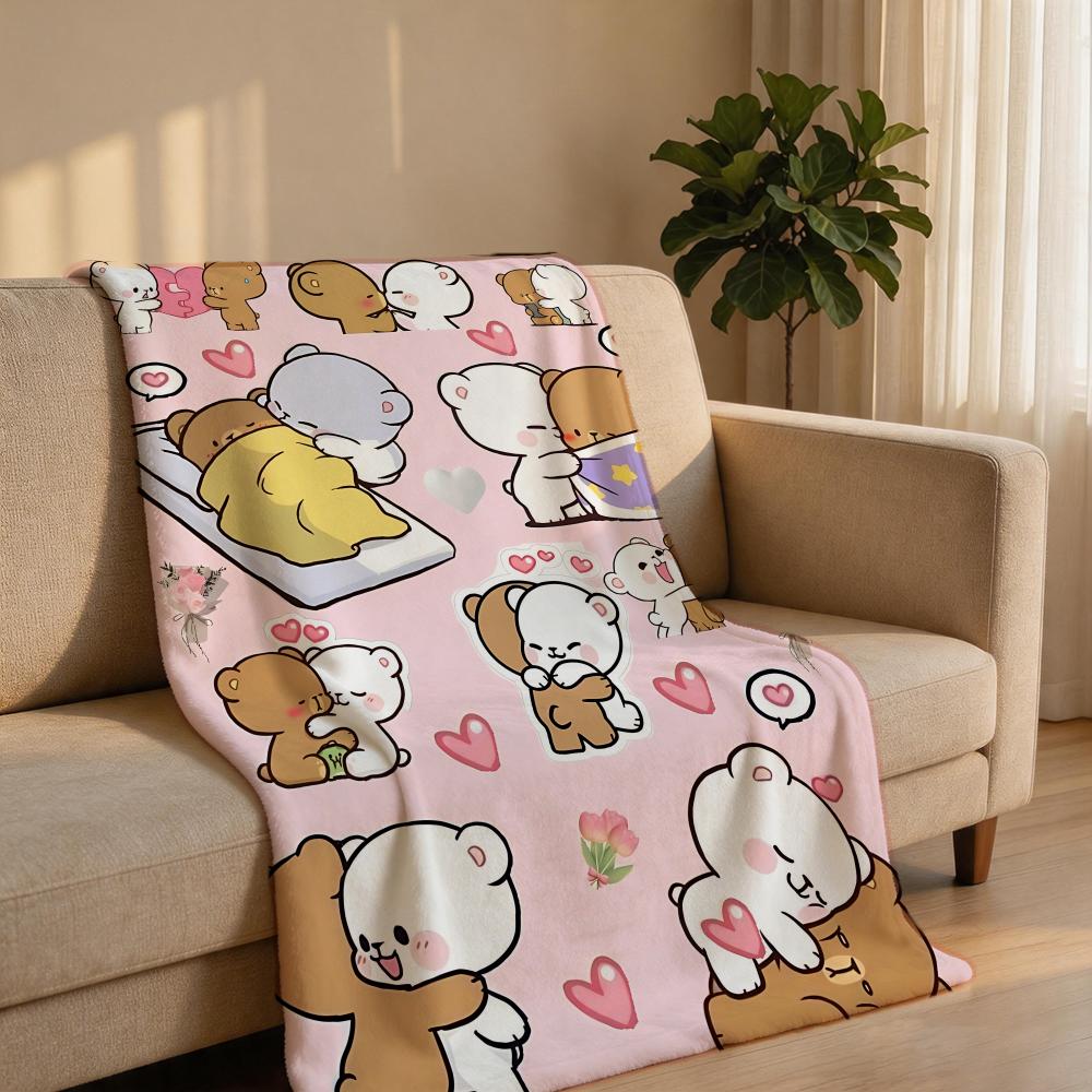 Cartoon M-Milk & MochaS Throw Short Plush Throw Blanket Soft Skin-Friendly Multi-Scene Home Office