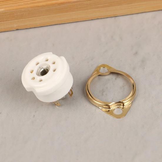 Yousheng 2Pcs Ceramic Tube Socket GZC7-F Golden Tinning Plated 7-Pin Vacuum Electronic Tube Socket Replacement Parts Accessories for 6J1 6J2 6X4 6Z4