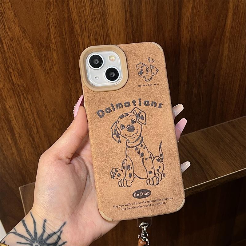 

Autumn and Winter Cartoon Cute Spotted Puppy for Apple 16promaxp Skin Texture Velvet for IPhone15/13/12 For Apple XS