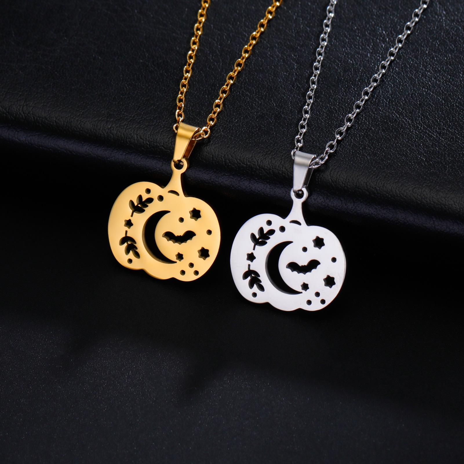 

Stainless steel hollow pumpkin pendant necklace jewelry gift
