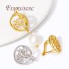 DIY Women's Jewelry 18K Gold Plated Life Tree Round Shvenzy Earring Hooks Clasp Accessories For Earrings,Earwires Fasteners