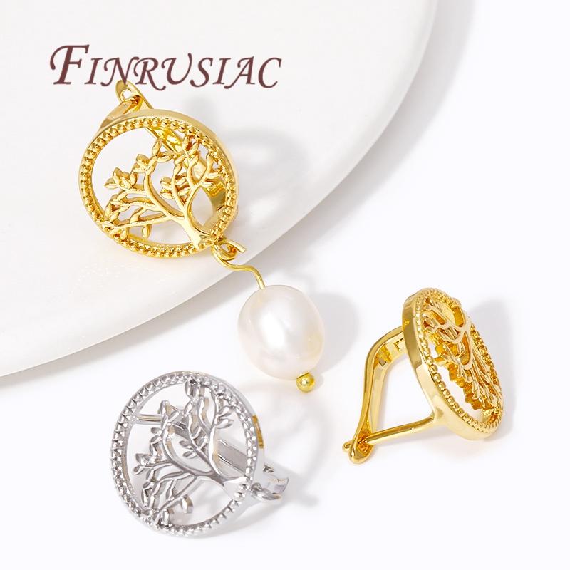 DIY Women's Jewelry 18K Gold Plated Life Tree Round Shvenzy Earring Hooks Clasp Accessories For Earrings,Earwires Fasteners