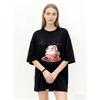 Oversized T Shirt Black Tea Cup Bunny Ballet Print Women Casual Loose Fit Summer Top Fashion Streetwear Graphic Tee