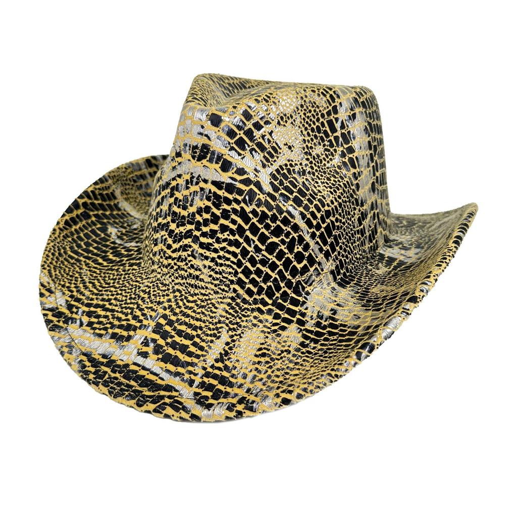 Heißverkauf Vielseitiger Schlangenleder Western Cowboyhut Retro Lässig Personalisierter Jazzhut Europäische Und Amerikanische Mode Gekräuselte Zylinderhut