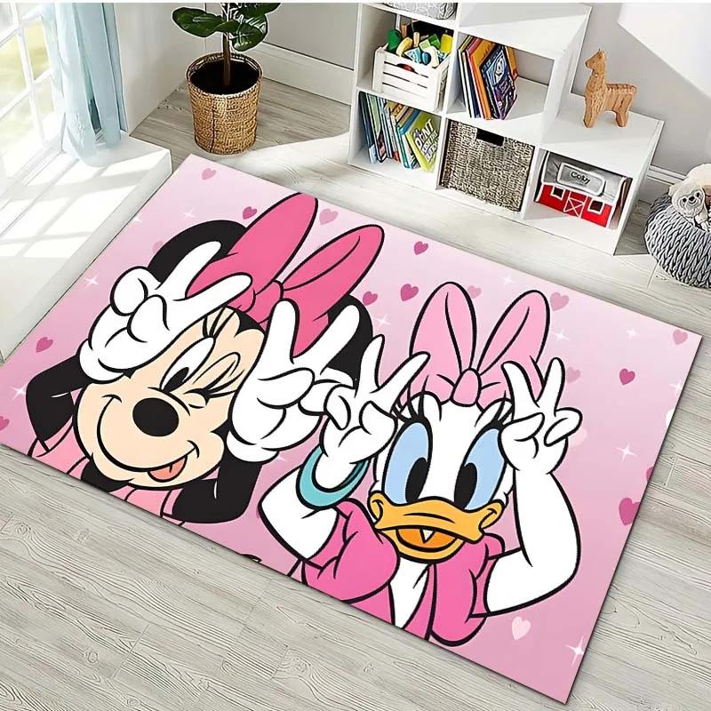 3D Minnie Mouse Daisy Duck Cartoon Themed Carpet Bedroom Living Room Sofa Rug Children's Room Large Area Decor Mat Potdemiel