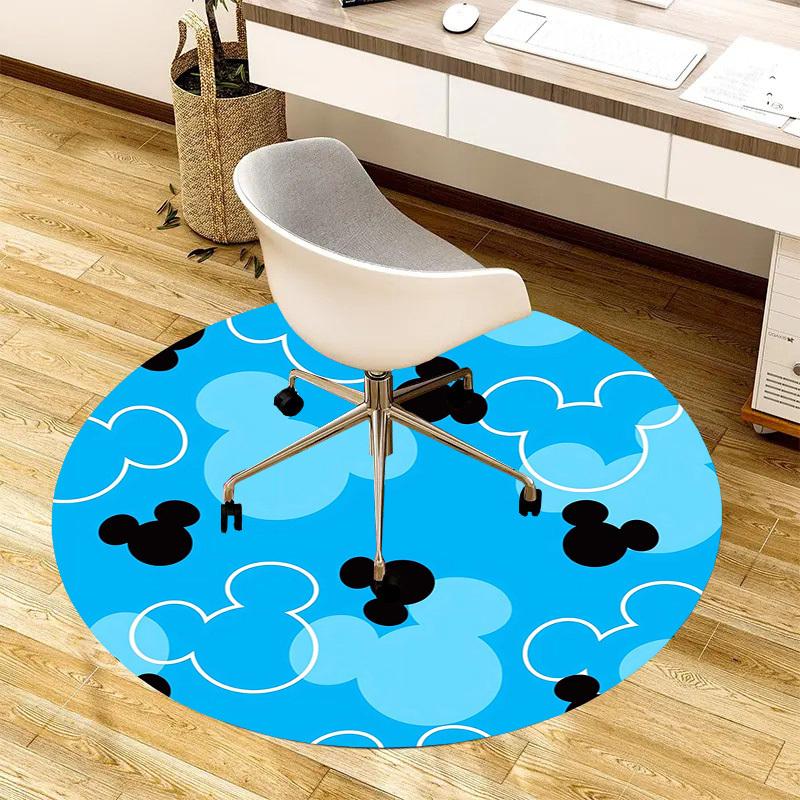 1pc Mickey Mouse Pattern Blue Round carpet, Made of Polyester,Perfect for Decorating Office Chairs, Living Rooms,fplt119