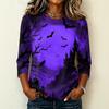 Women's Casual Crew Neck Three Quarter Sleeve Halloween Print T Shirt Top Lightweight Comfortable Fit Suitable for Daily Wear