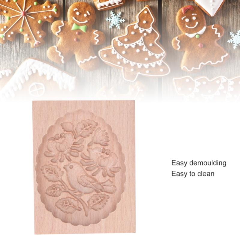 Animal Cookie Mold Lovely Vivid Wooden Biscuit Press Stamp Easy Demoulding Smoothly Cookie Mold Titmouse