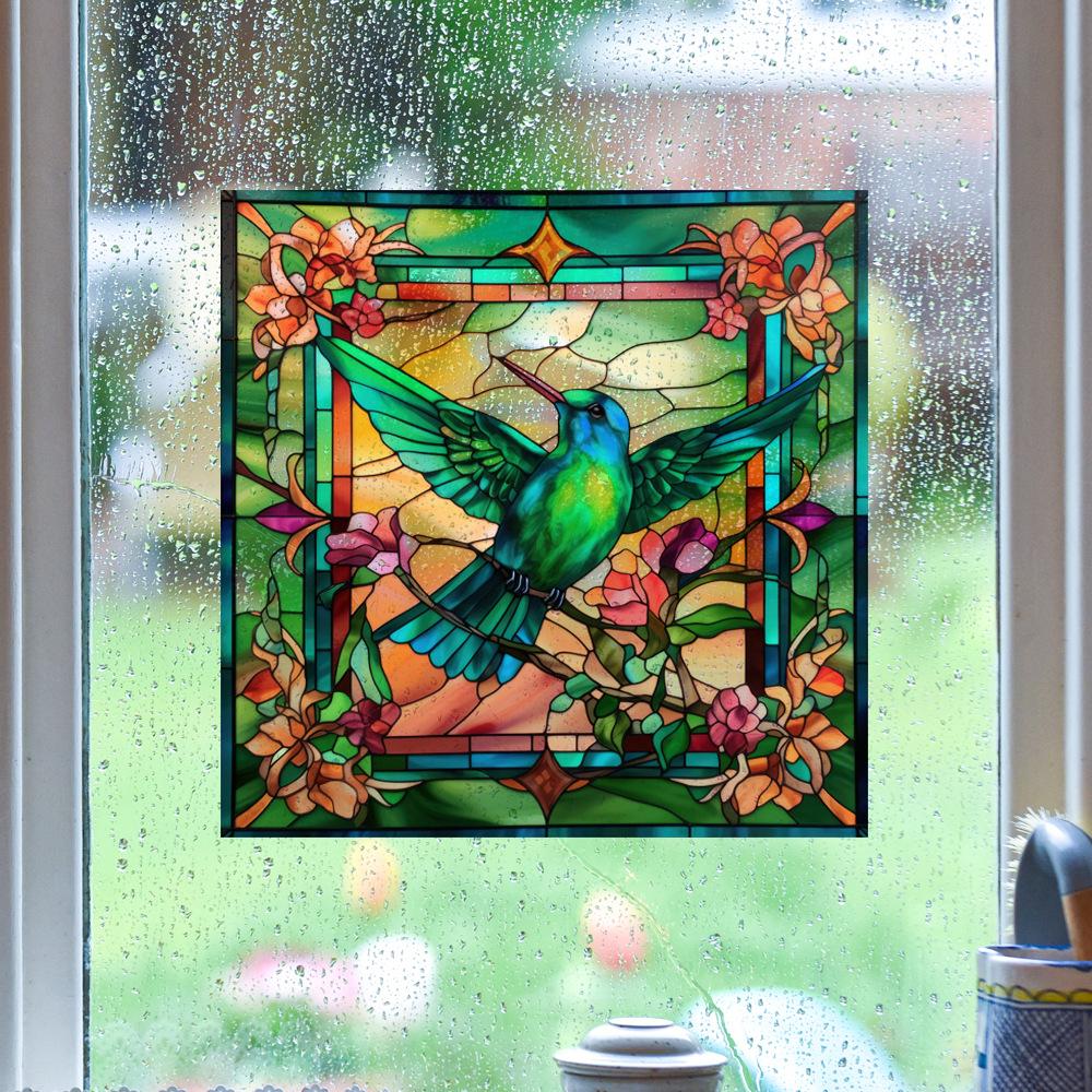 Non-Adhesive Hummingbird Window Decals Reusable Double-Sided Design Electrostatic Sticker Anti-collision PVC Warning Sticker