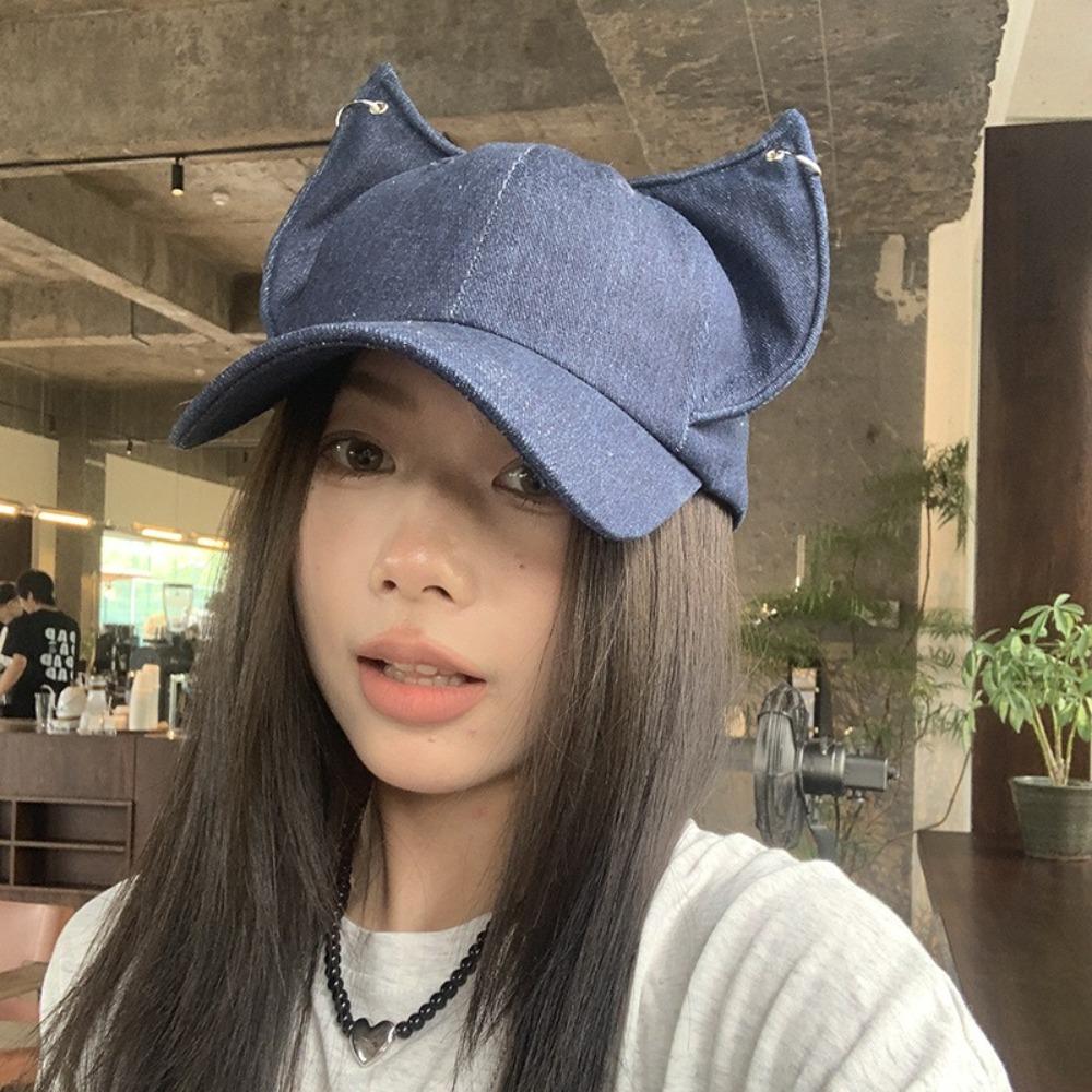 Sunscreen Women Peaked Cap Y2k Sun Hat Korean Cat Ears Baseball Cap  Spring Summer