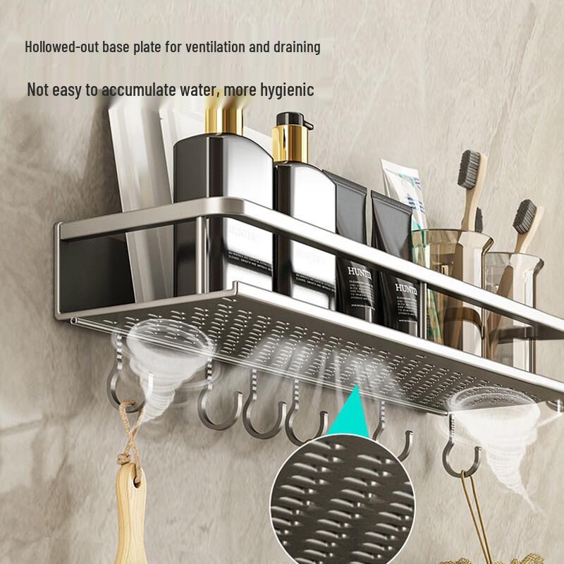 Youqin Wall-Mounted Kitchen & Bathroom Shelf with Hooks