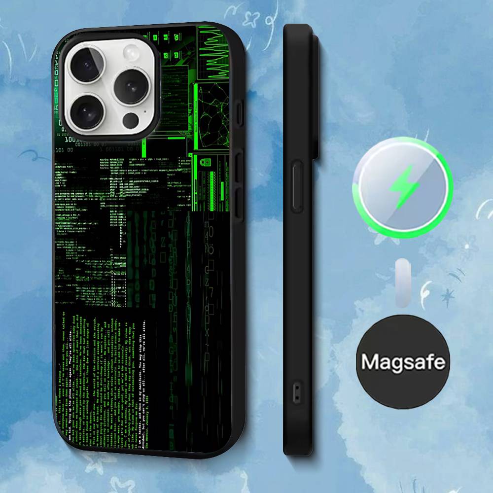 

Hacker Computer Code Art Phone Case For iPhone 17,16,15,14,13,12,11,Pro,Max,Plus,Mini,SE4,E Magnetic Magsafe Wireless Charging iPhone16pro
