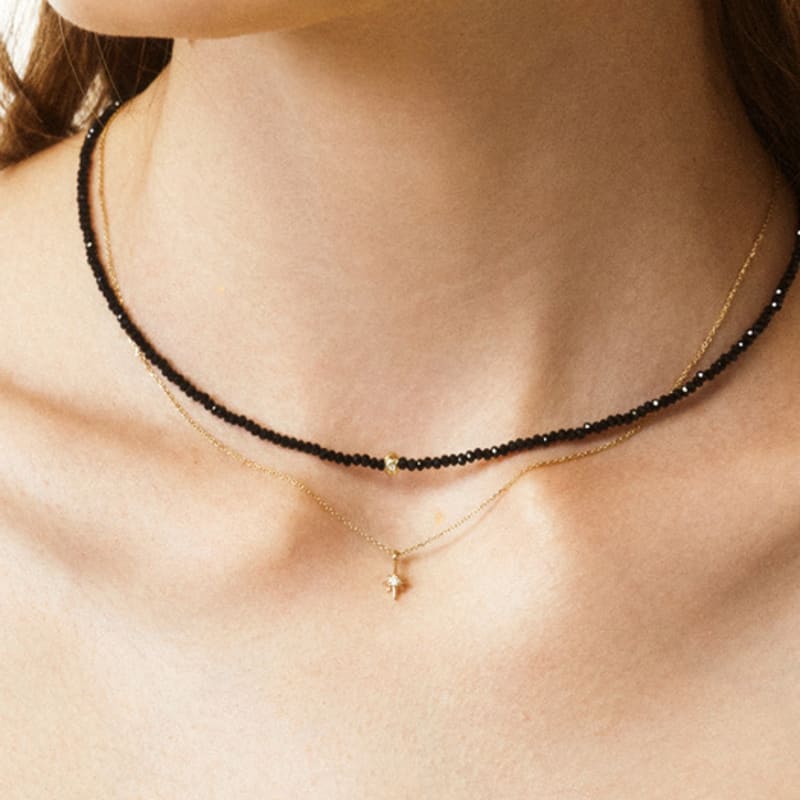 LUNNE 14k Diamond Pebble Natural Spinel Necklace (14k Gold) #LFN17