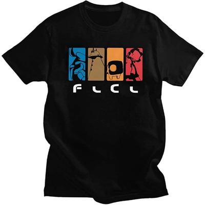BabyRun Anime Fooly Cooly FLCL Animation Managa Unisex T-Shirt Black Mens Tops Casual Tees S XS