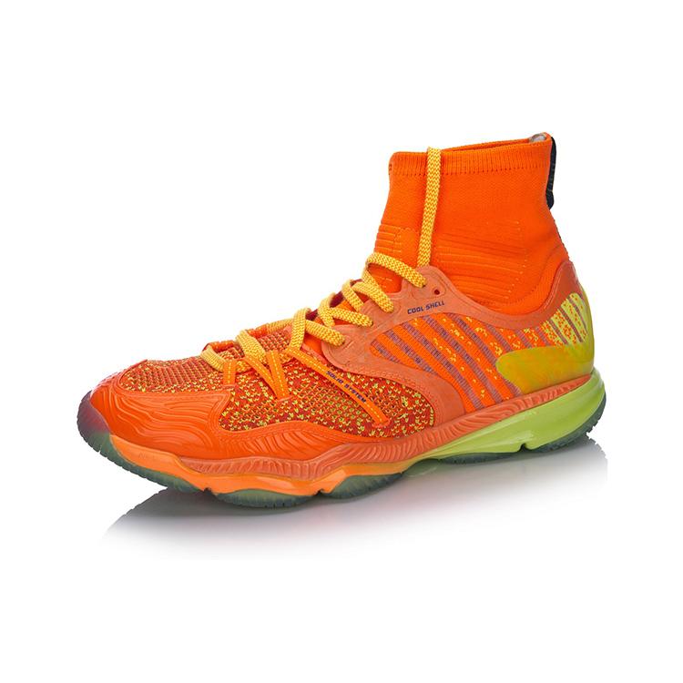 New LiNing Ranger Chameleon Cushioning Rebound High-Top Badminton Shoes Unisex Neon Radiant Orange AYAM009-4