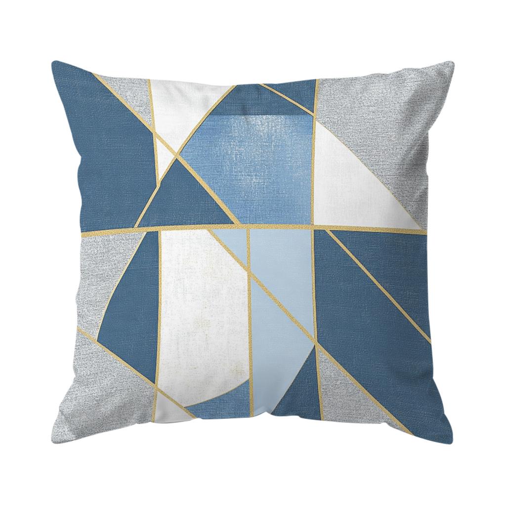 Blue Geometric Stitching Cushion Covers Pillowcase Home Decor Bedroom Sofa Cushion Cover Living Room Car Home Decor