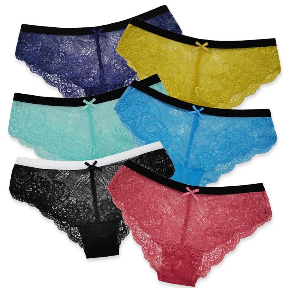 

Трусики женские сексуальные кружевные трусы хлопковое нижнее белье прозрачные трусы трусики нижнее белье 6 шт./компл. M