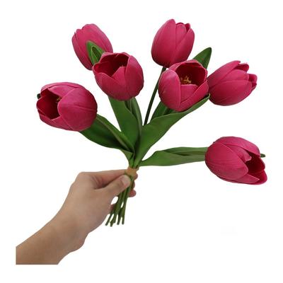 Artificial Tulip Bouquet Made of Soft PU with Flexible Wire Stems for Wedding Decor and Home Decoration Enhancements