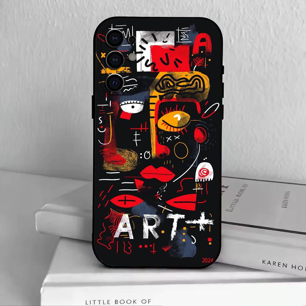 D-Graffiti Characters Phone Case Black Silicone Soft For Samsung S25,S24,S21,S22,S23,S30,Ultra,S20,Plus,Fe,Lite