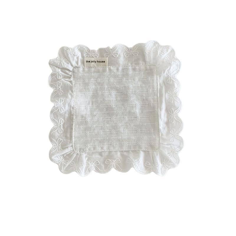 Korean Style Soft Flounced Lace Ruffle Placemats Non-Slip Dustproof Table Pads for Living Room Tea Table Decor