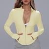 New Yoga Jacket Women'S Running Sports Cycling Clothes Zipper Long Sleeves Fitness Slim Thermal Top Waist And Thin