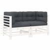 VidaXL Corner Sofas with Cushions 2 Pcs White Solid Pine Wood, Garden Sofa, Outdoor Sofa, Patio Sofa, 825682