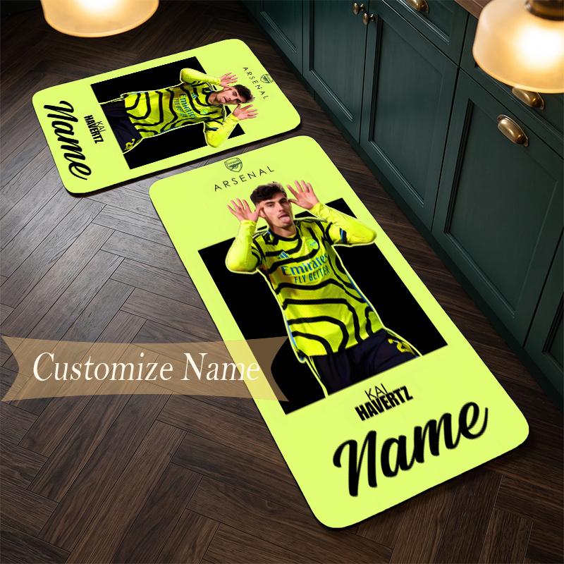 Kai Havertz (1) Customize Name Flannel Kitchen Mat Soft Non-Slip Kitchen Floor Runner Rug for Home Kitchen Decor