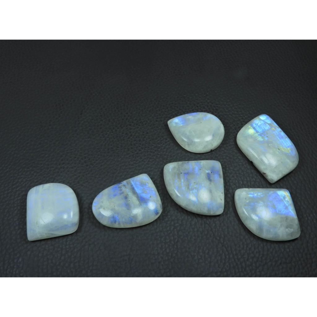 274Cts. Natural Rainbow Moonstone Fancy Cabochon Loose Gemstone 06 Pcs Lot C-3249