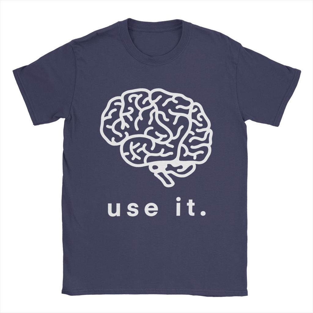Please Use It Your Brain T-Shirts Men Funny Pure Cotton Tee Shirt Round Collar Short Sleeve T Shirts Summer Clothing