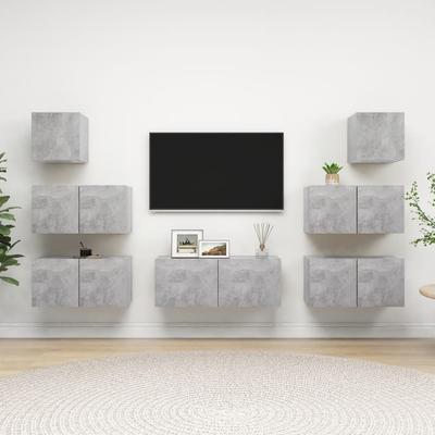 Vidaxl 7-Cz. TV Cabinet Set, Concrete Grey, Wood-Based Material