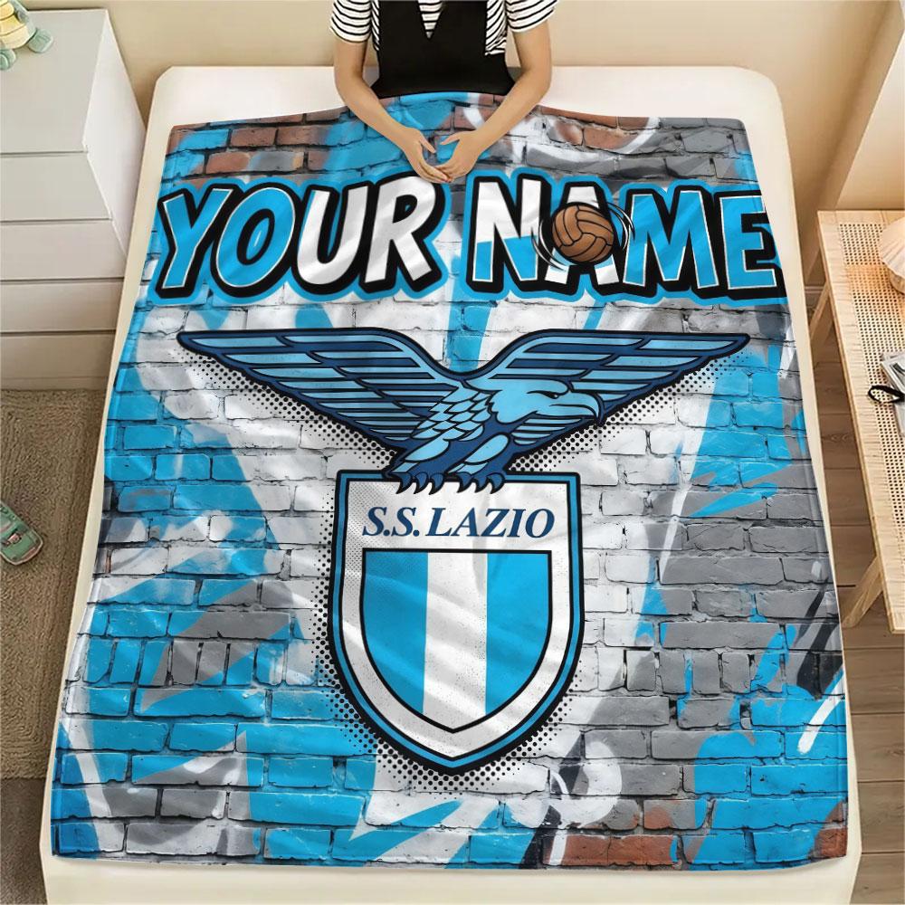 Custom Name,SS Lazio Printed Flannel Blanket, Soft Throw for Bedroom Sofa, Washable, Christmas Present, Great Gift.