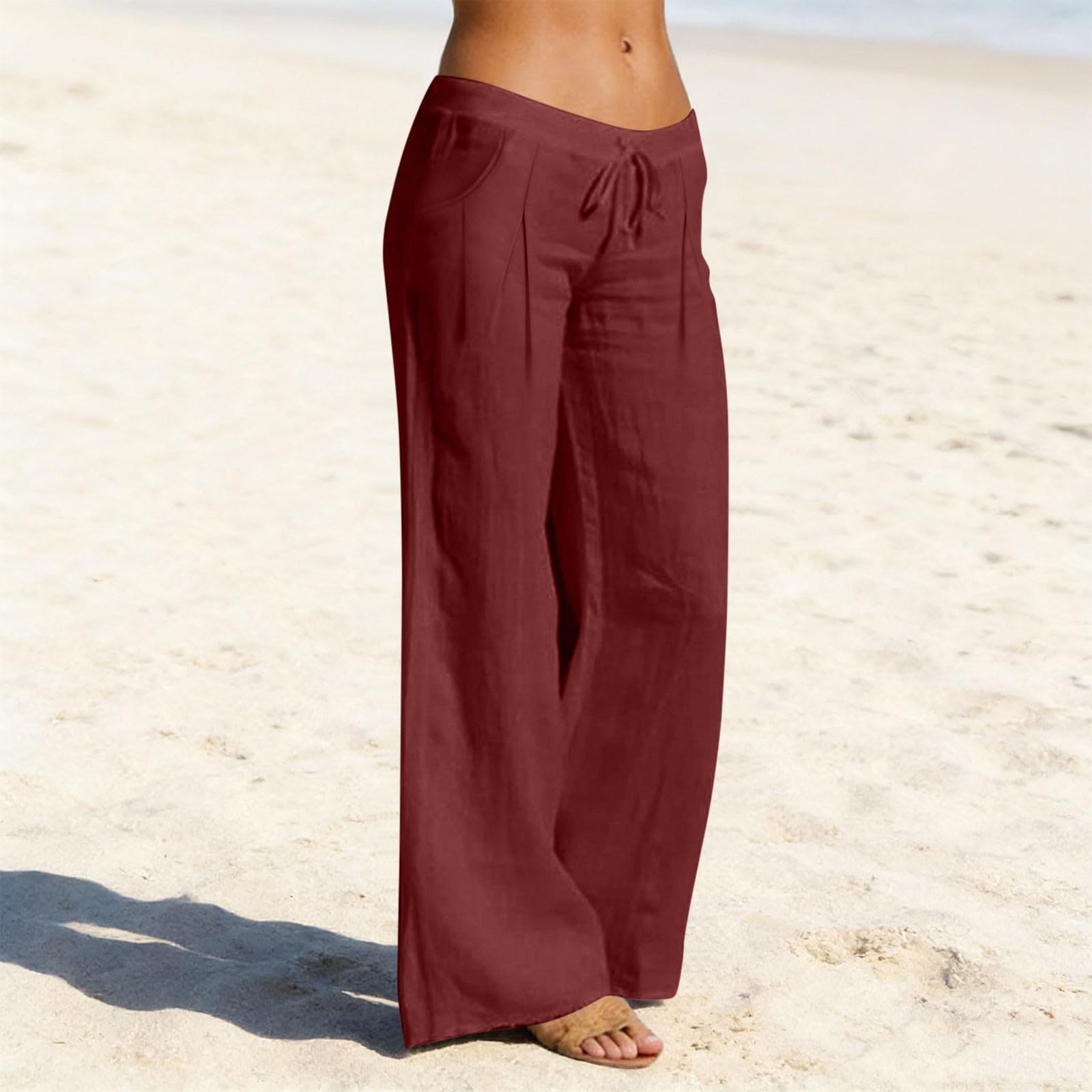 

Women s Casual Loose Pants Straight Wide Leg Pants Casual Pants L винний
