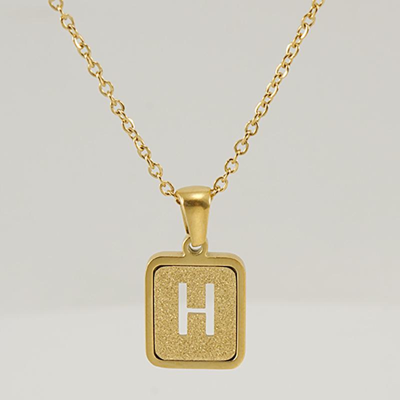 26-Letter Gold Sand Pendant Necklace for Women: Summer Collection, European/American Style, Titanium Steel, and 18K Stainless Steel Clavicle Chain.