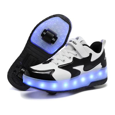 Chaussures de course pour enfants, à roulettes doubles invisibles, amovibles, pour adolescents, rechargeables avec lumières, patins à roulettes lumineux colorés