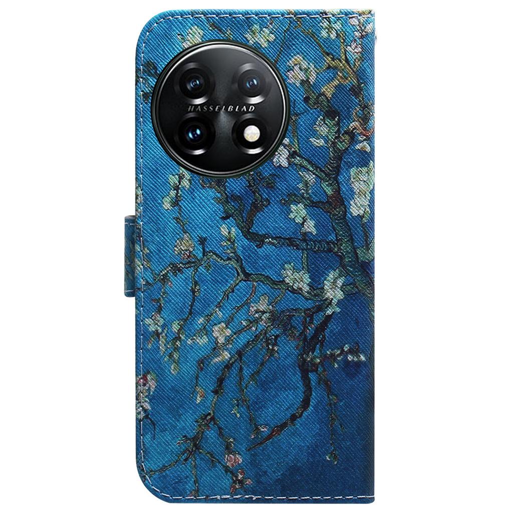 For OnePlus 11 5G Anti-fall PU Leather Phone Case Pattern Printing Stand Flip Wallet Cover with Strap