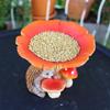 Hedgehog mushroom bird feeder, resin, realistic mushroom hedgehog feeding trough, outdoor, garden courtyard, lawn decoration