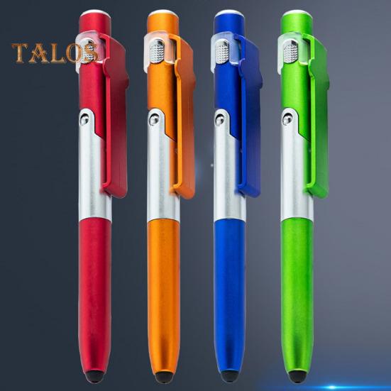 Penna a sfera 4 in 1 con stilo LED Supporto per telefono Scrittura fluida Penna a sfera ergonomica facile da impugnare